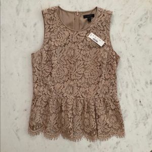NWT J. Crew Lace Peplum Blush Pink Shirt